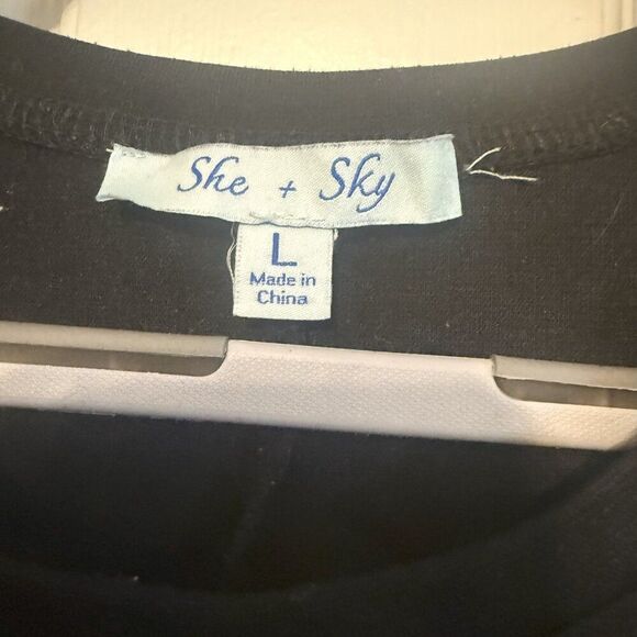 SheSky Black Back-Tie Summer Tee – Size Large, EUC, Lightweight & Flowy Fit - Picture 4 of 4